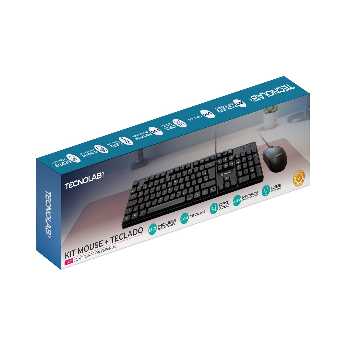 Kit Teclado + Mouse Cableado USB Tecnolab Español
