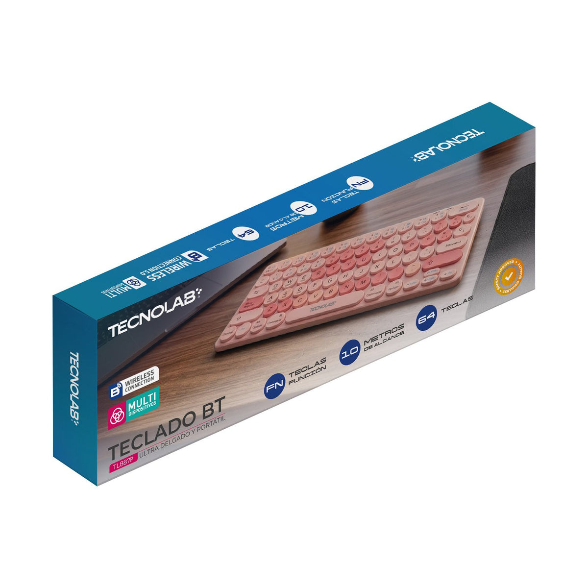 Teclado Bluetooth Ultra Delgado Portátil Tecnolab Rosa
