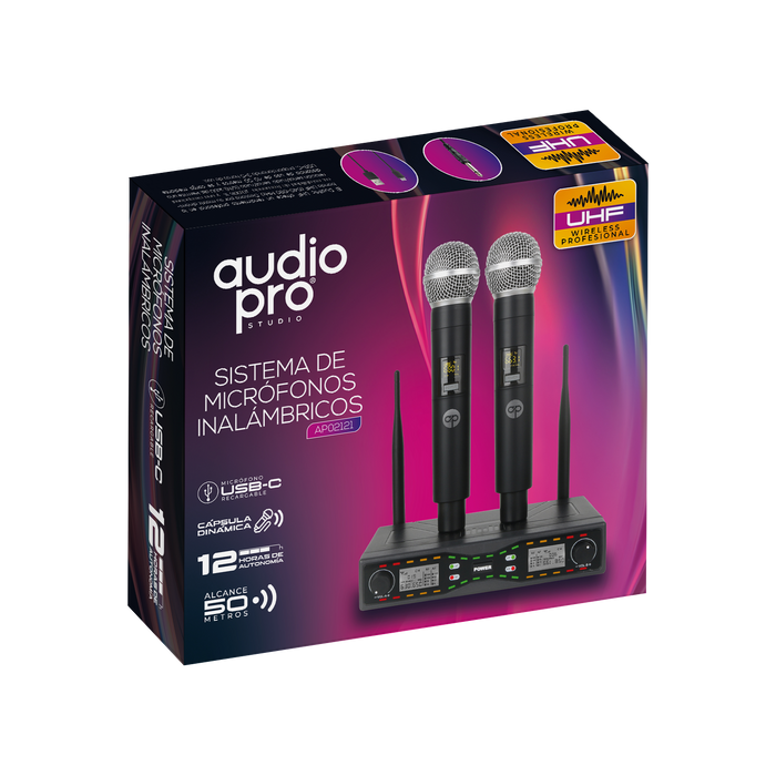 Sistema Dual de Micrófonos Inalámbricos UHF AudioPro